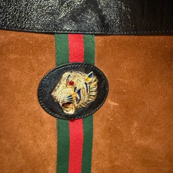 Gucci rajah brown suede tote large - Picture 6 of 14